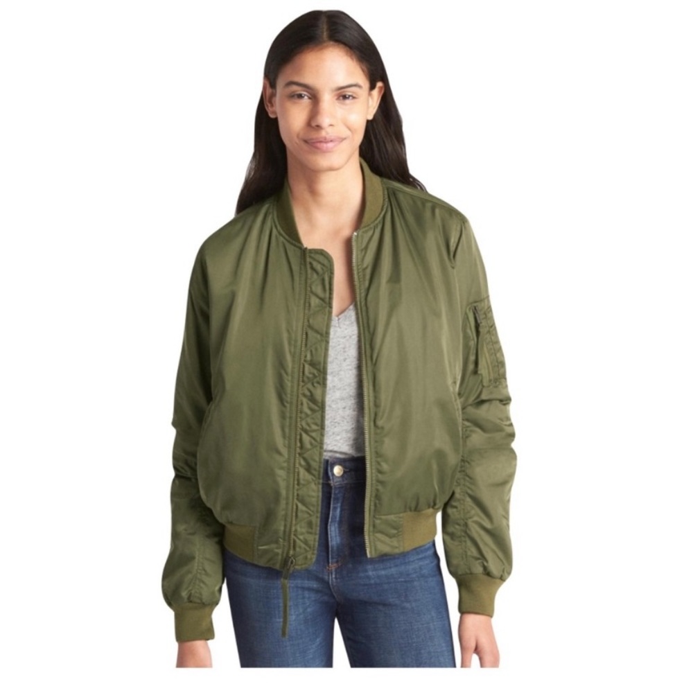LIKE NEW gap classic olive bomber jacket